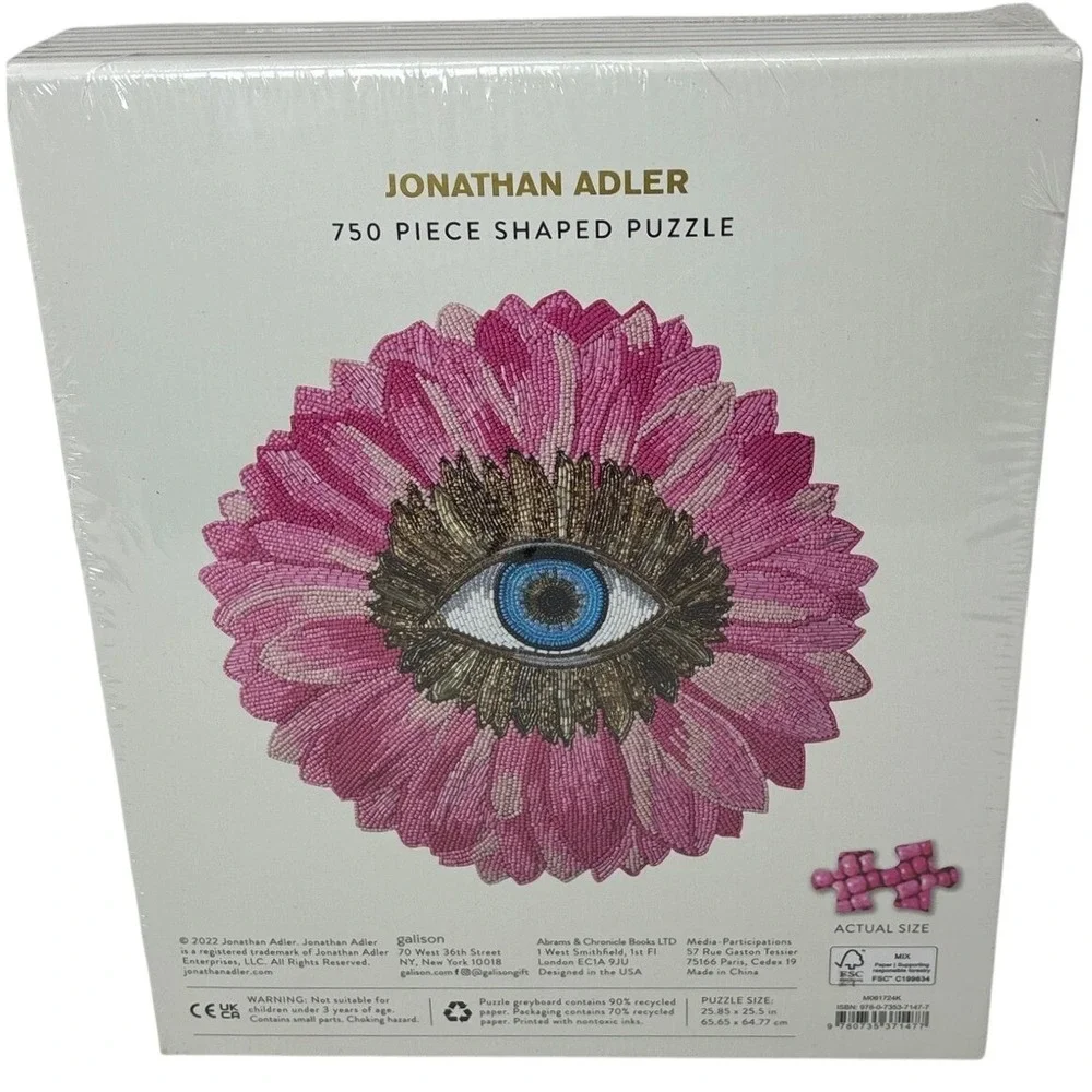 Jonathan Adler 750 Piece Shaped Puzzle Pink Flower Eye Galison New‎ Sealed